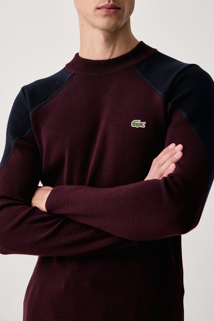 Sweter męski wełniany Lacoste AH9903 bordowy