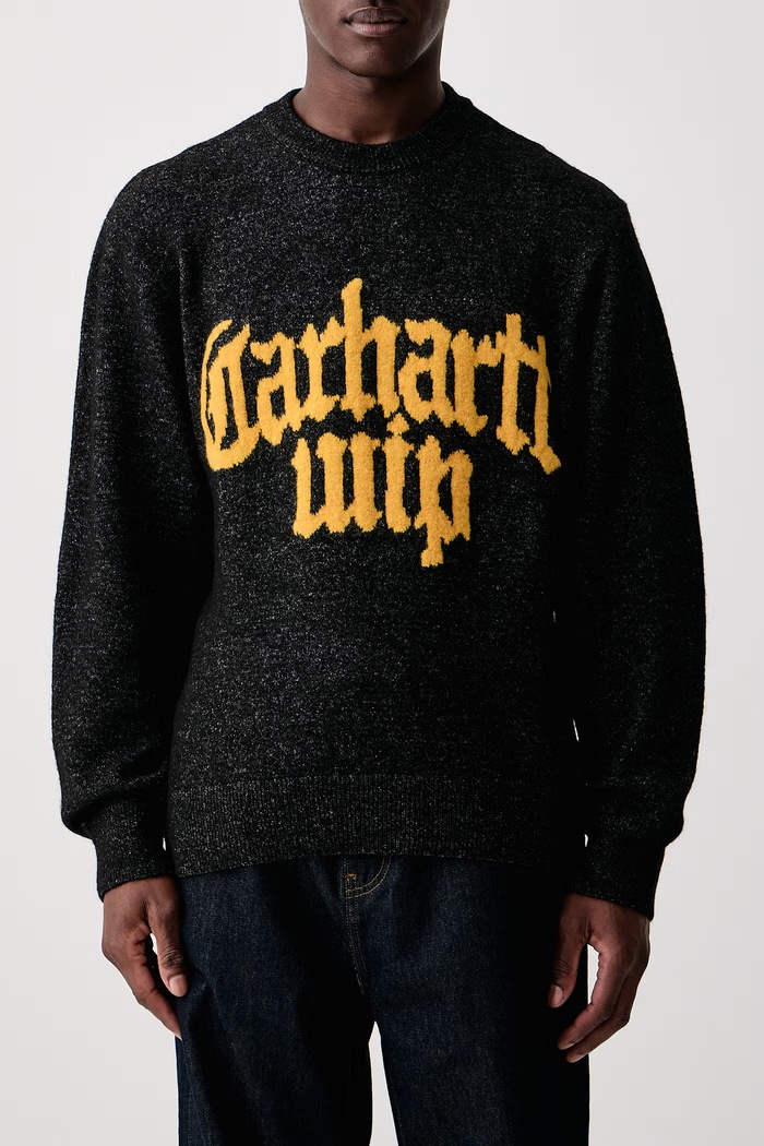 Blackletter Sweater sweter męski z dodatkiem wełny Carhartt WIP czarny I037375