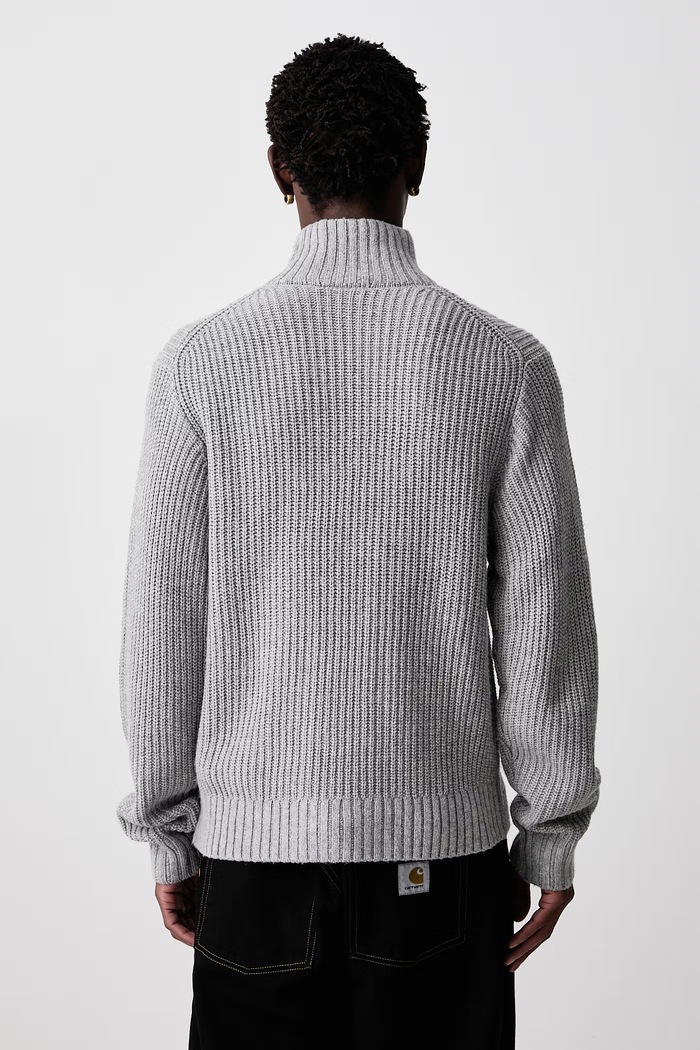 Odzież Carhartt WIP Detroit Half Zip Sweater półgolf z dodatkiem wełny męski I035398 szary