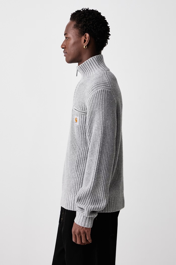 Detroit Half Zip Sweater półgolf z dodatkiem wełny męski Carhartt WIP I035398 szary