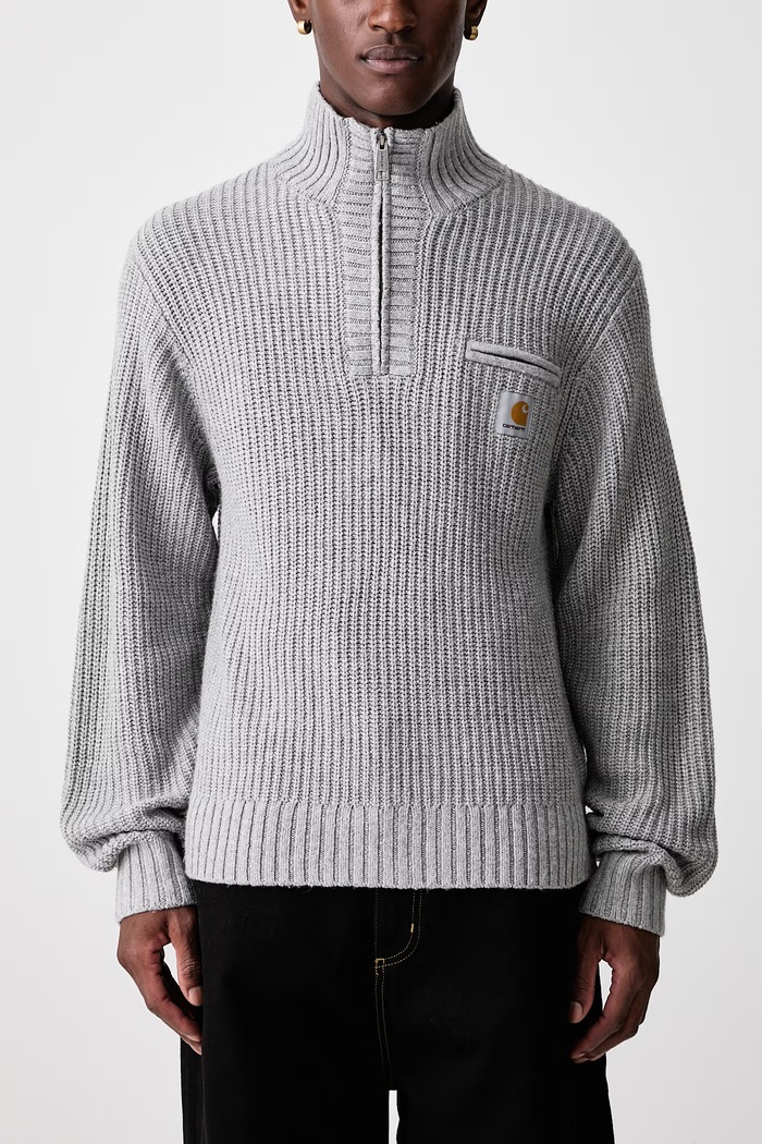 Detroit Half Zip Sweater półgolf z dodatkiem wełny męski Carhartt WIP szary I035398