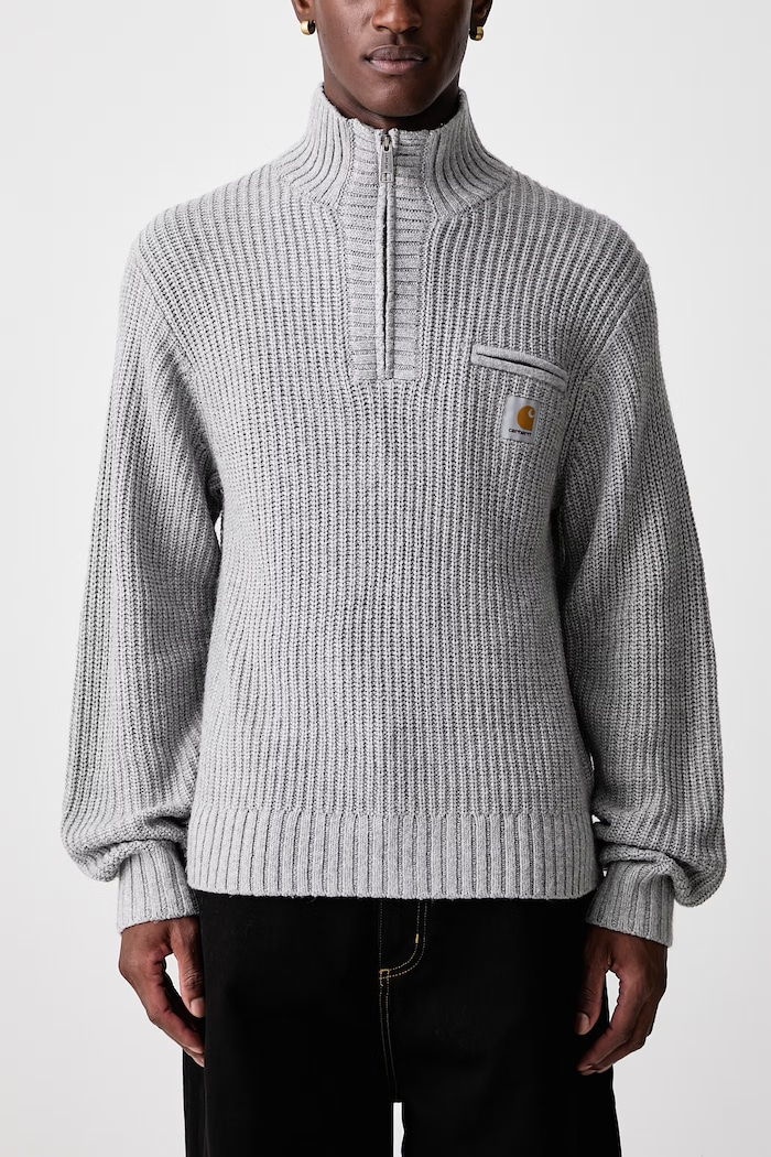Detroit Half Zip Sweater półgolf z dodatkiem wełny męski Carhartt WIP szary I035398