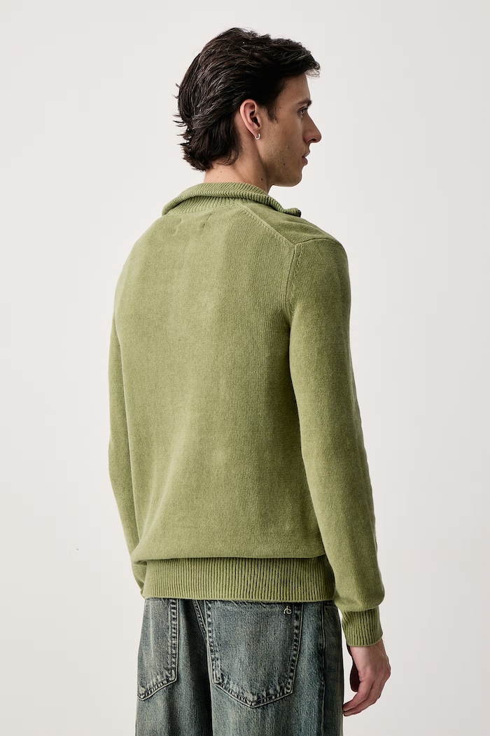 Marc O'Polo Sweter męski z dodatkiem wełny 5000010526 zielony AW26