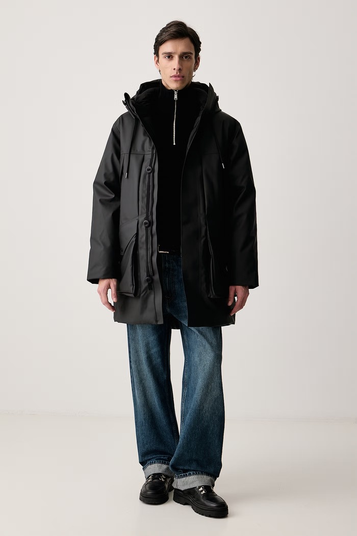 Marc O'Polo Sweter męski z dodatkiem wełny 5000010526 czarny AW26