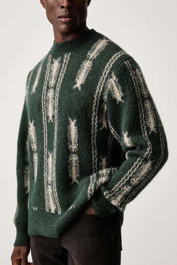 Sweter męski z dodatkiem wełny OAS 104001.9259 zielony