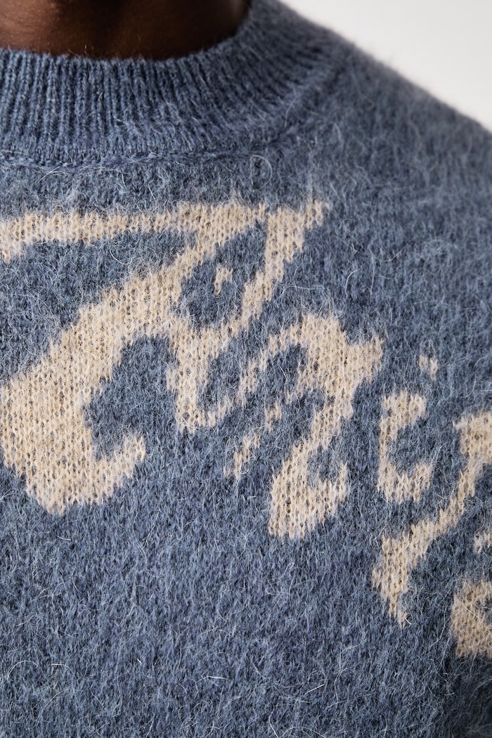 Sweter z dodatkiem wełny OAS niebieski 104001.9258