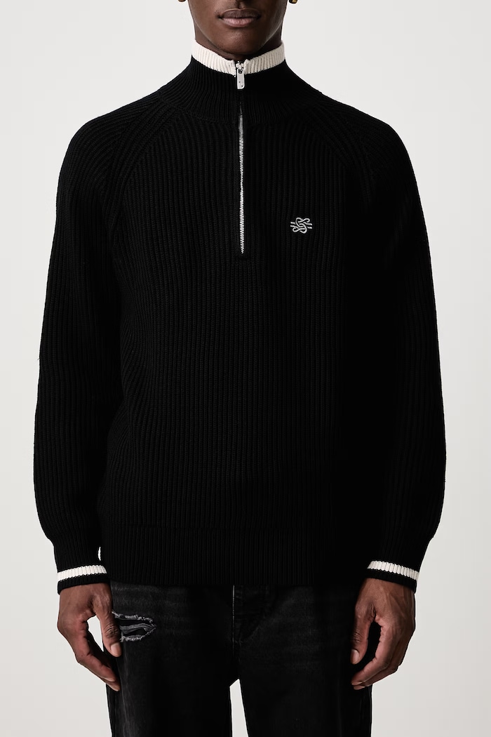 Sweter męski z dodatkiem wełny Filling Pieces czarny 422675500375