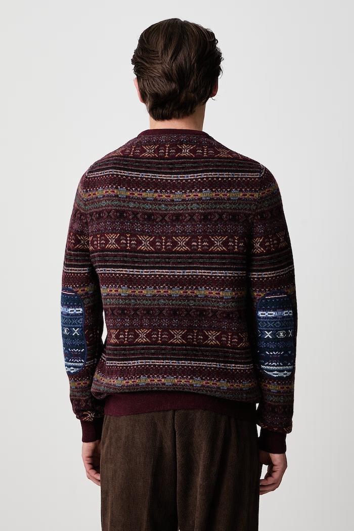 Odzież Barbour Sweter męski wełniany Dalehead MKN1775 bordowy