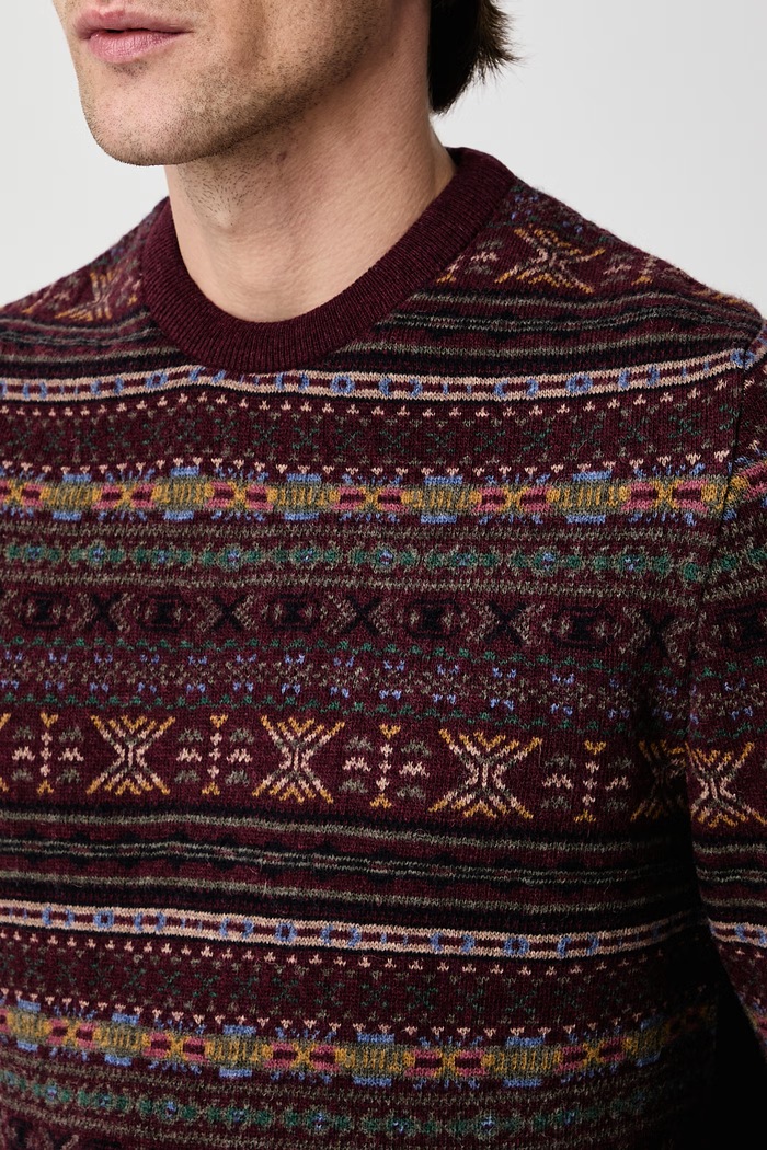 Sweter męski wełniany Dalehead Barbour MKN1775 bordowy