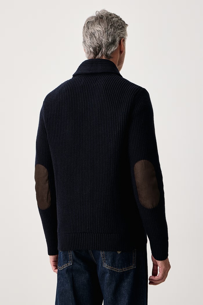 Odzież Barbour Kardigan męski wełniany Hartland MKN1761 granatowy