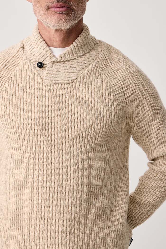 Sweter męski z wełną Barbour MKN1756 beżowy