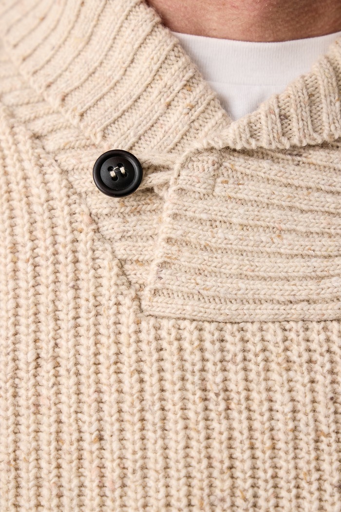 Sweter męski z wełną Barbour beżowy MKN1756