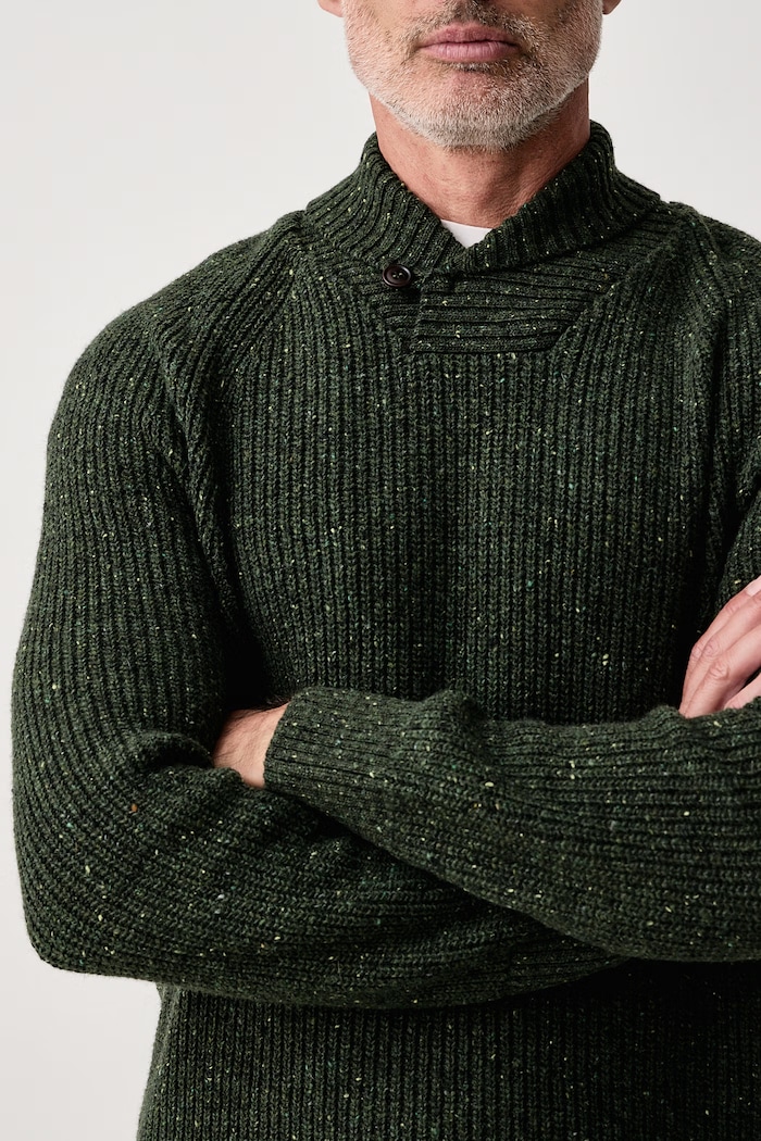 Sweter męski z wełną Barbour MKN1756 zielony