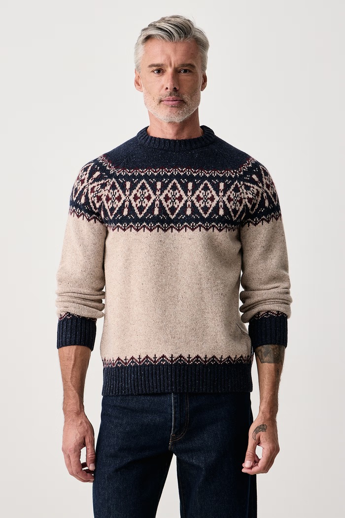 Barbour Sweter męski z wełną Tisbury granatowy MKN1750