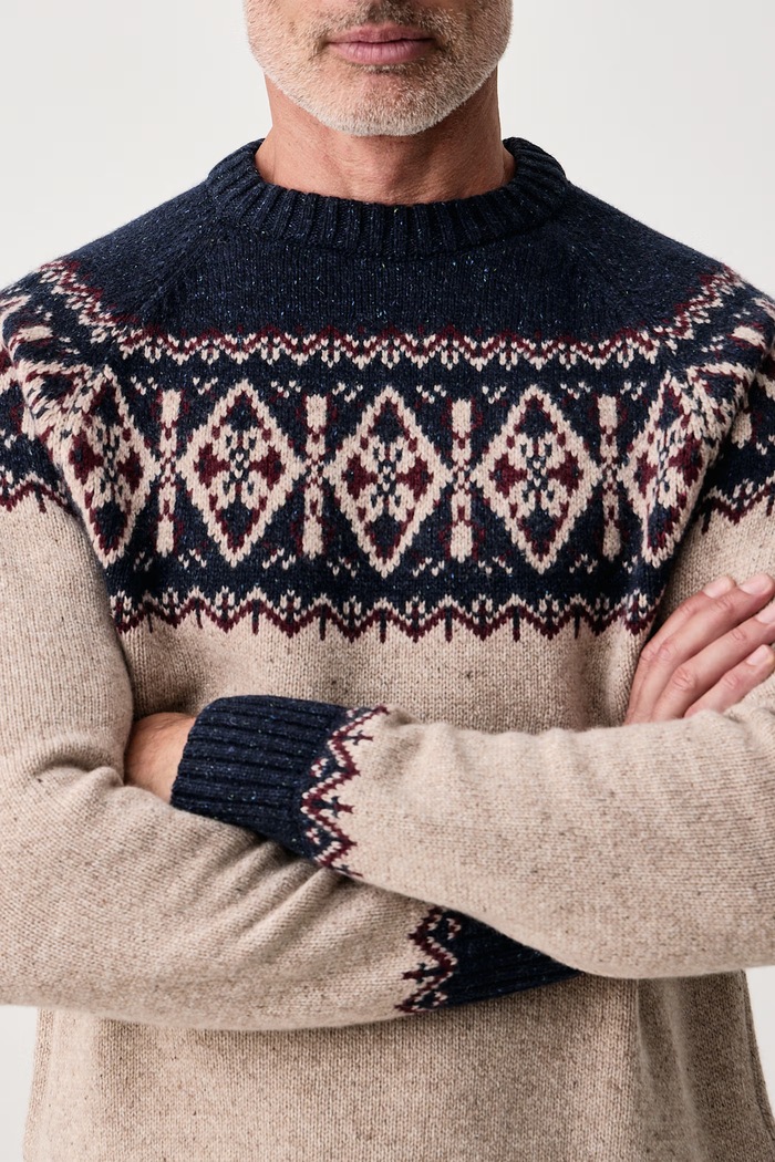 Sweter męski z wełną Tisbury Barbour MKN1750 granatowy