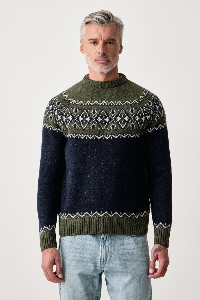 Barbour Sweter męski z wełną Tisbury zielony MKN1750