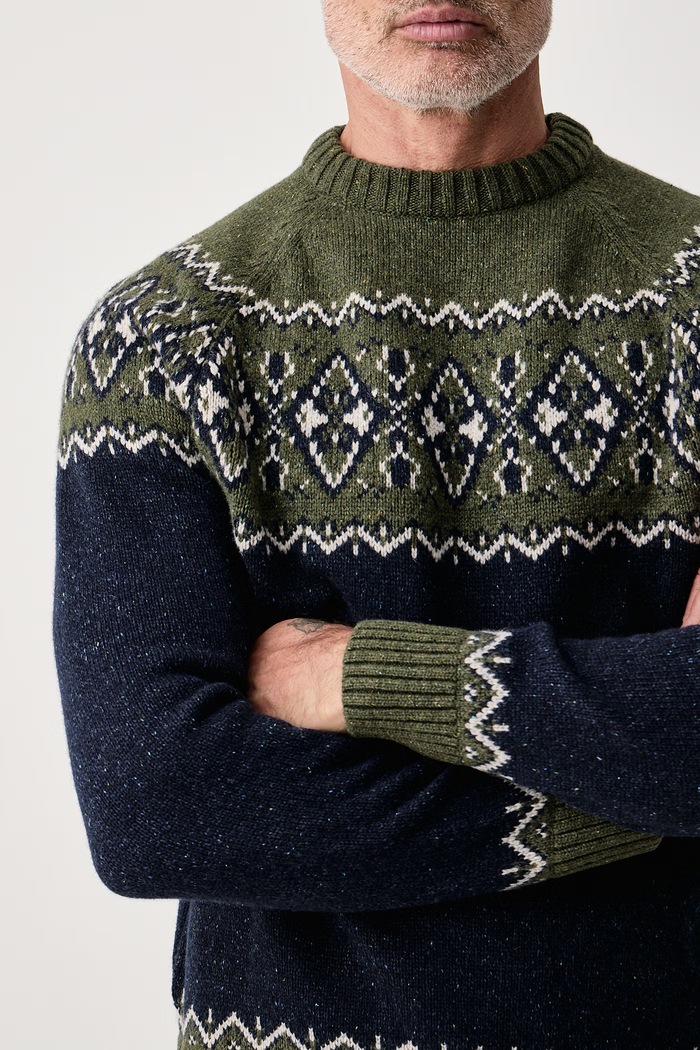 Sweter męski z wełną Tisbury Barbour MKN1750 zielony