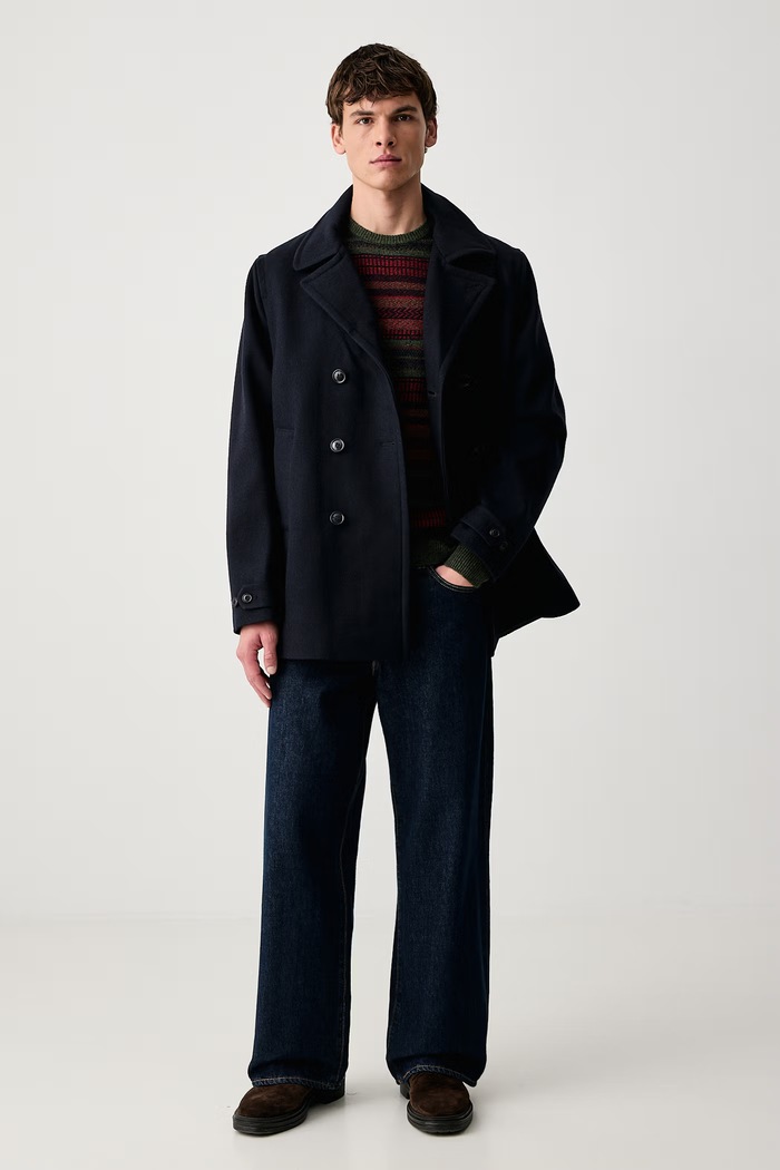 Barbour Sweter męski wełniany Highsted MKN1745 zielony AW26