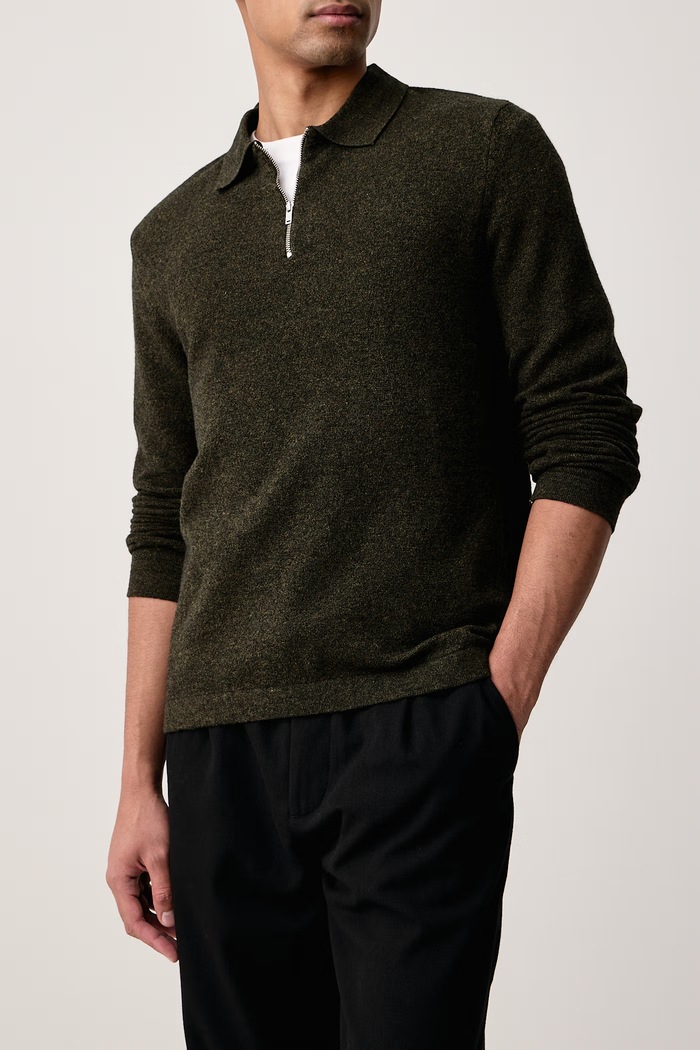 Sweter męski z dodatkiem wełny Bearsted Barbour MKN1742 zielony