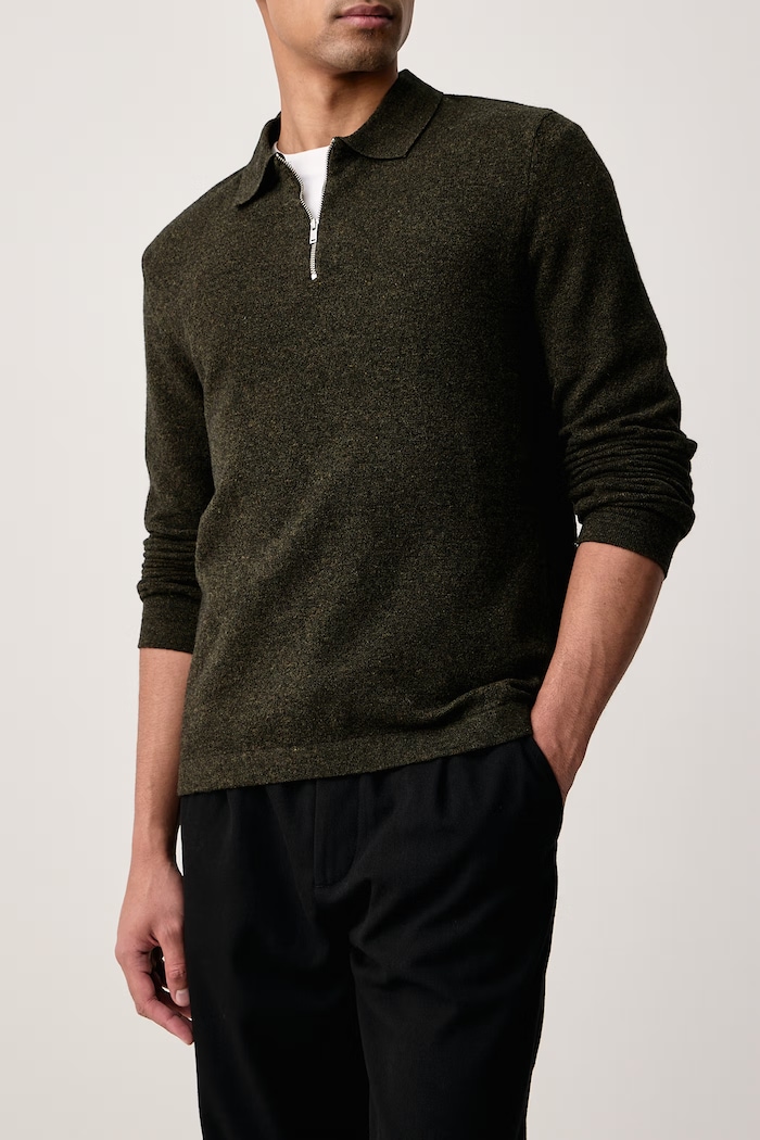 Sweter męski z dodatkiem wełny Bearsted Barbour MKN1742 zielony