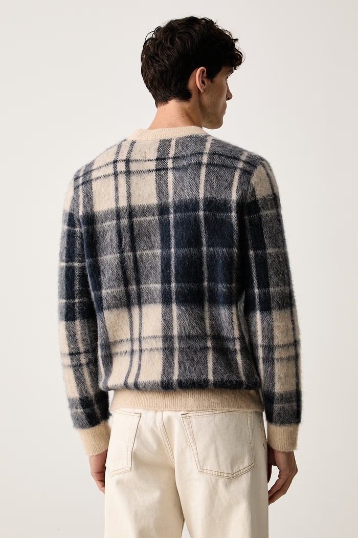 Odzież Barbour sweter męski z wełną Hunham MKN1739 granatowy