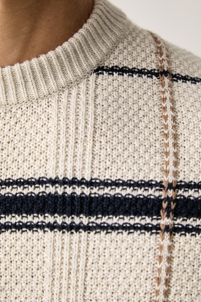 Barbour sweter męski z dodatkiem wełny Fasey MKN1736 beżowy