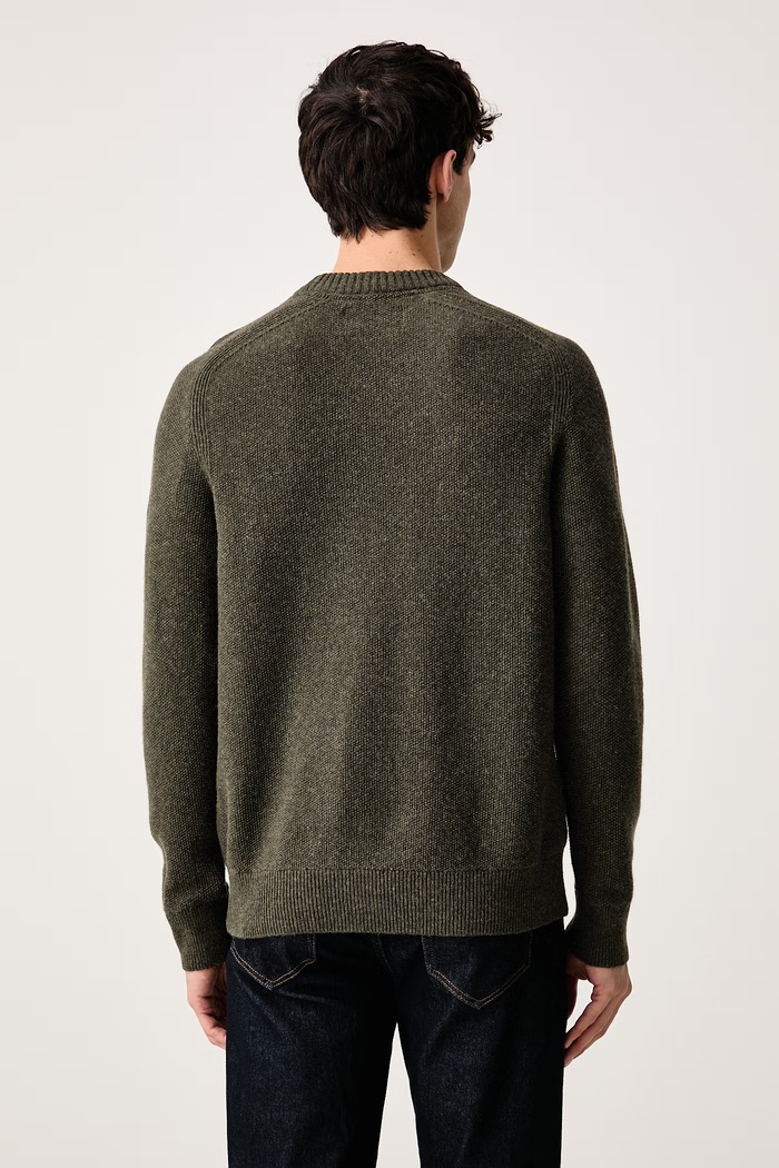 Odzież Barbour Sweter męski wełniany Stockham MKN1730 zielony