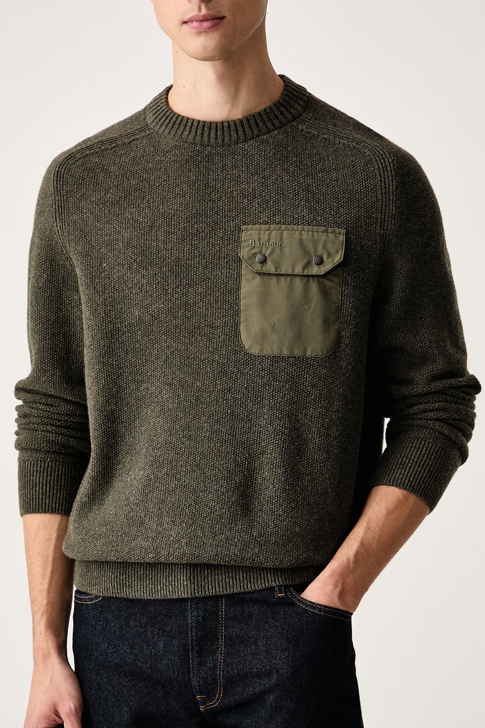 Sweter męski wełniany Stockham Barbour MKN1730 zielony