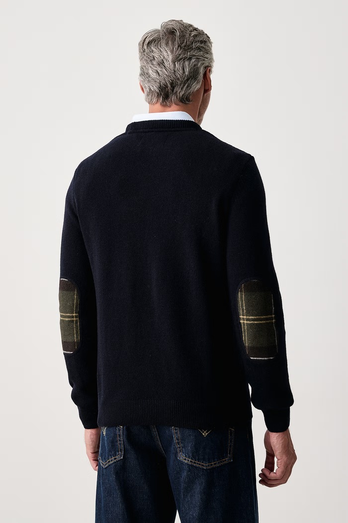Odzież Barbour Sweter męski z wełną Holden MKN1576 granatowy