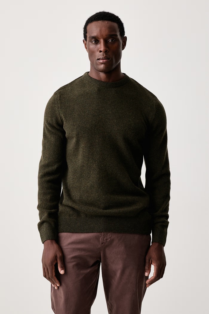 Barbour Sweter męski z wełną Holden zielony MKN1576