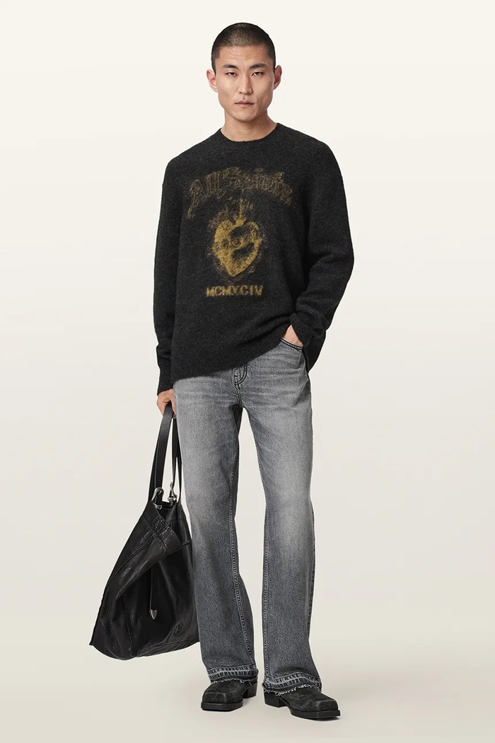 Odzież AllSaints Sweter męski z wełną SCARED M024KF czarny
