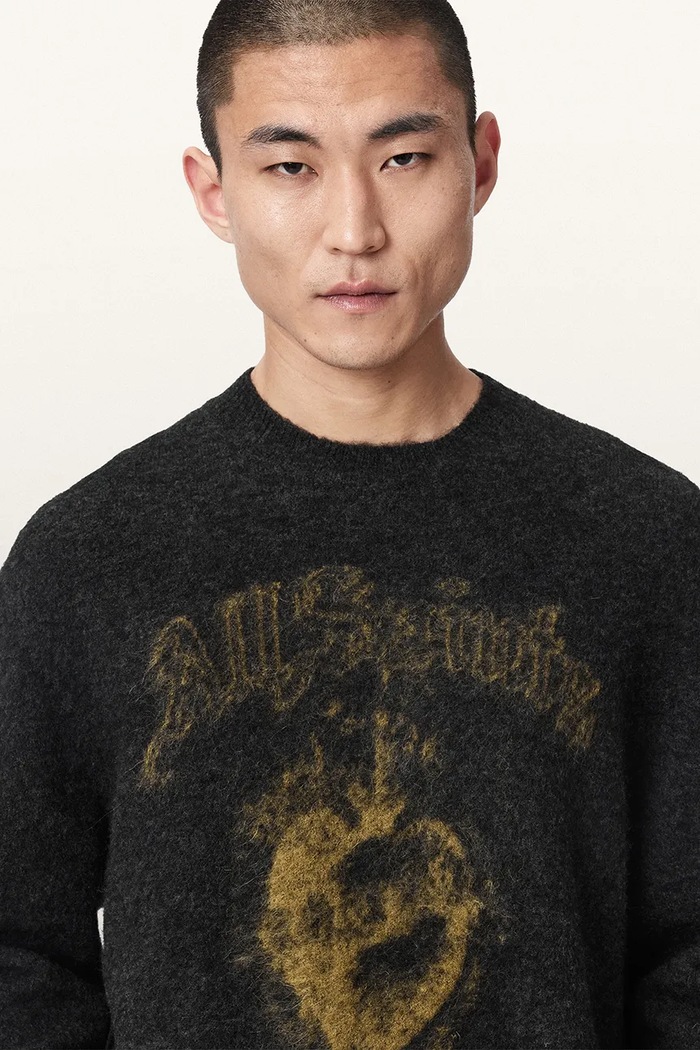 Sweter męski z wełną SCARED AllSaints M024KF czarny