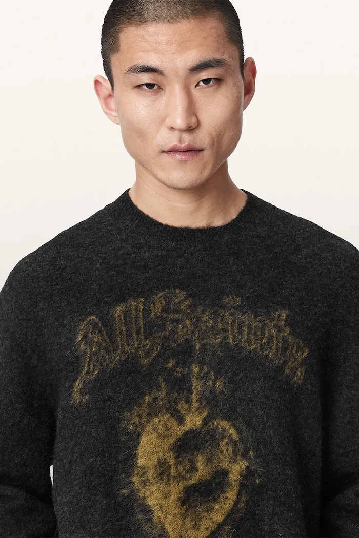 Sweter męski z wełną SCARED AllSaints M024KF czarny