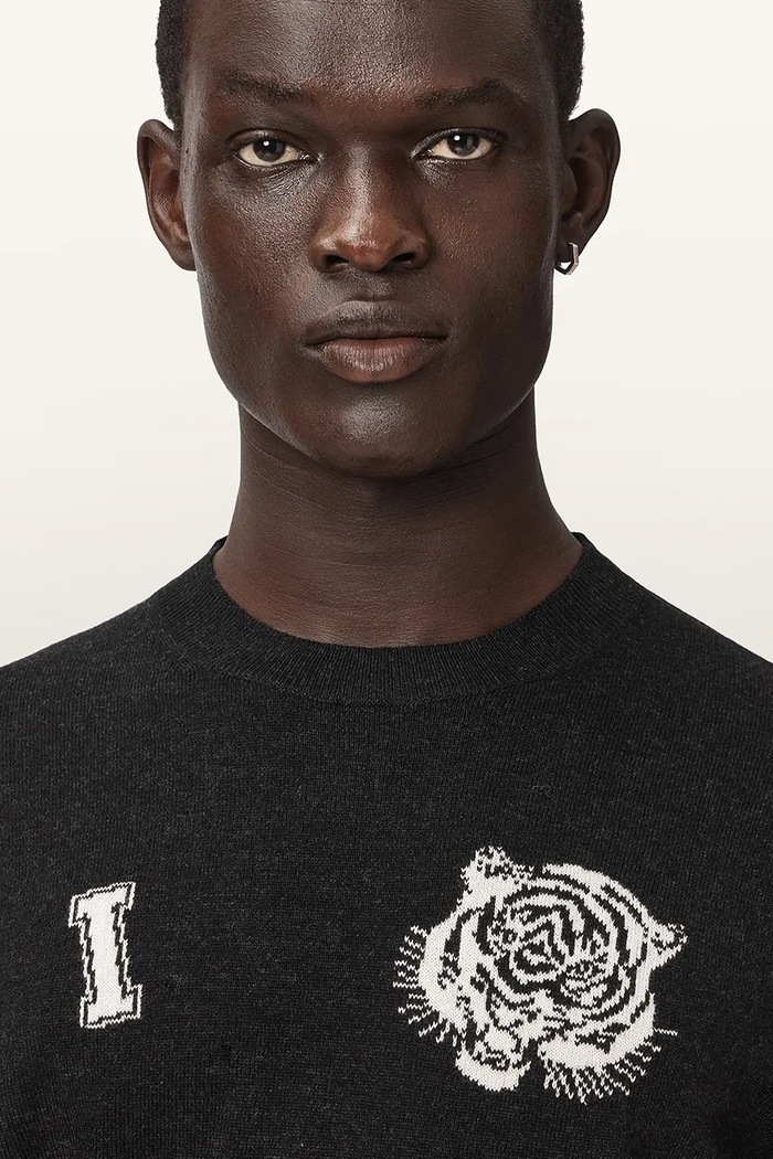 Sweter męski z wełną GRINNER CREW AllSaints M023KF czarny
