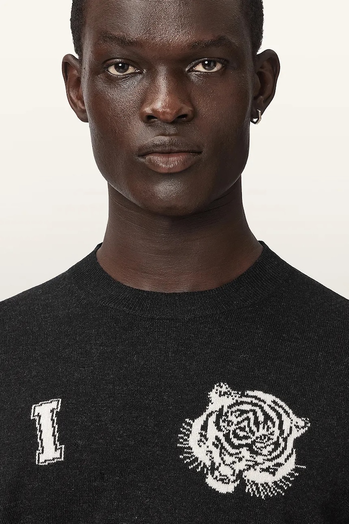Sweter męski z wełną GRINNER CREW AllSaints M023KF czarny