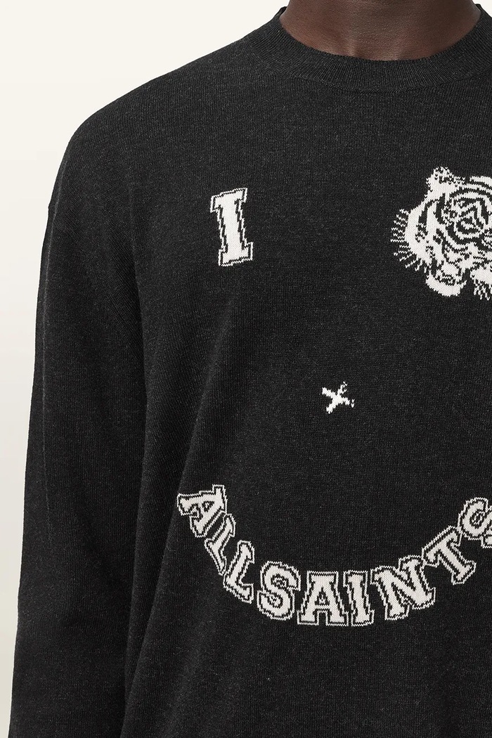 Sweter męski z wełną GRINNER CREW AllSaints czarny M023KF
