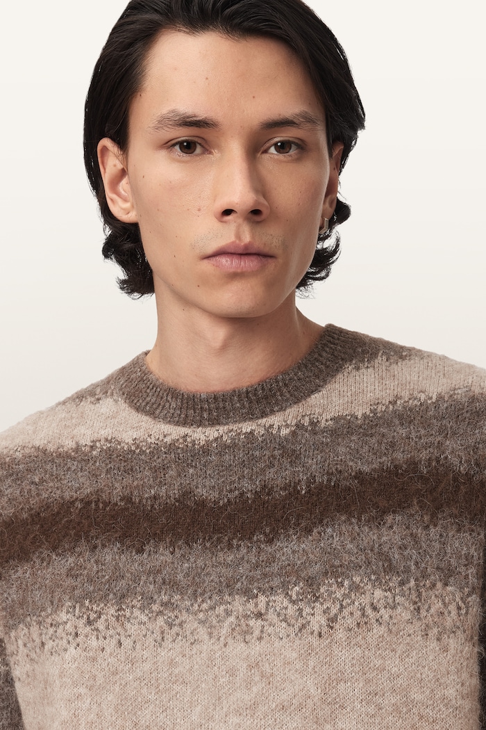 Sweter męski z wełną merino KLAIN CREW AllSaints brązowy M012KF