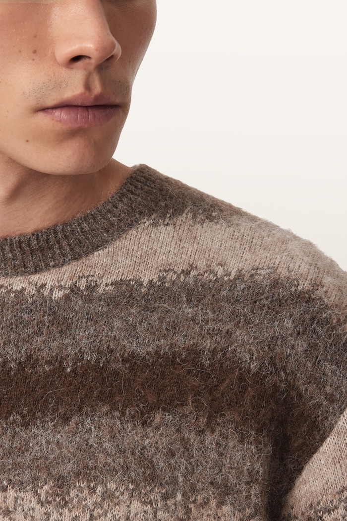 AllSaints Sweter męski z wełną merino KLAIN CREW M012KF
