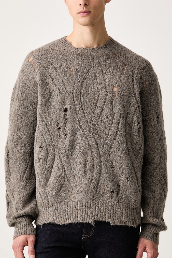 Pulover moški z merino volno NIKO AllSaints M011KF rjava