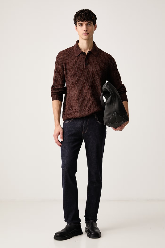 AllSaints Sweter męski z wełną CYCLONE M010KF brązowy AW26