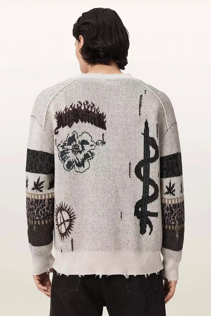 AllSaints Kardigan męski bawełniany BRAM CARDIGAN M004KF beżowy AW26