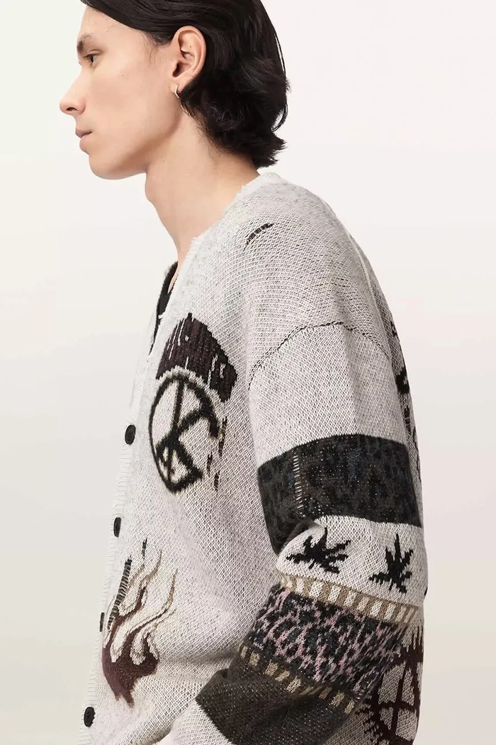 Kardigan męski bawełniany BRAM CARDIGAN AllSaints M004KF beżowy