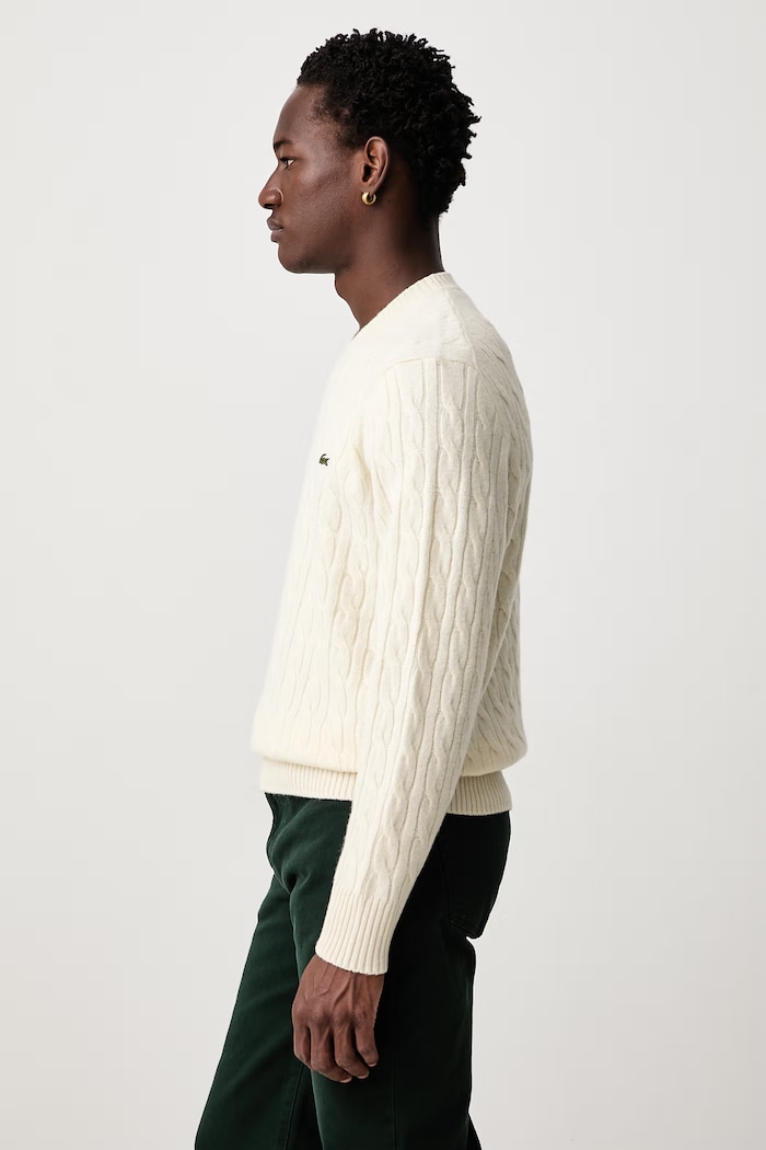 Sweter wełniany męski Lacoste AH2924.XFJ beżowy