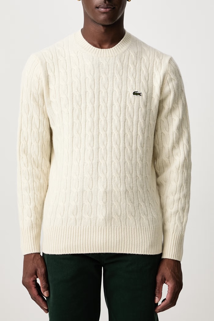 Sweter wełniany męski Lacoste beżowy AH2924.XFJ