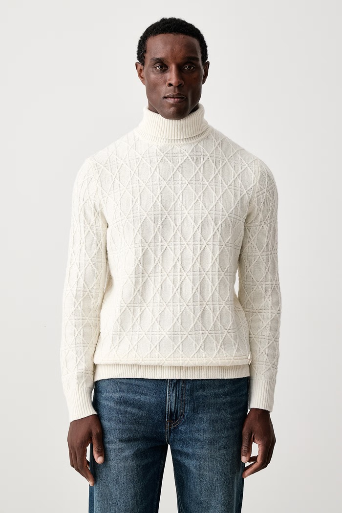 Karl Lagerfeld Sweter męski z dodatkiem wełny beżowy 564308.655031