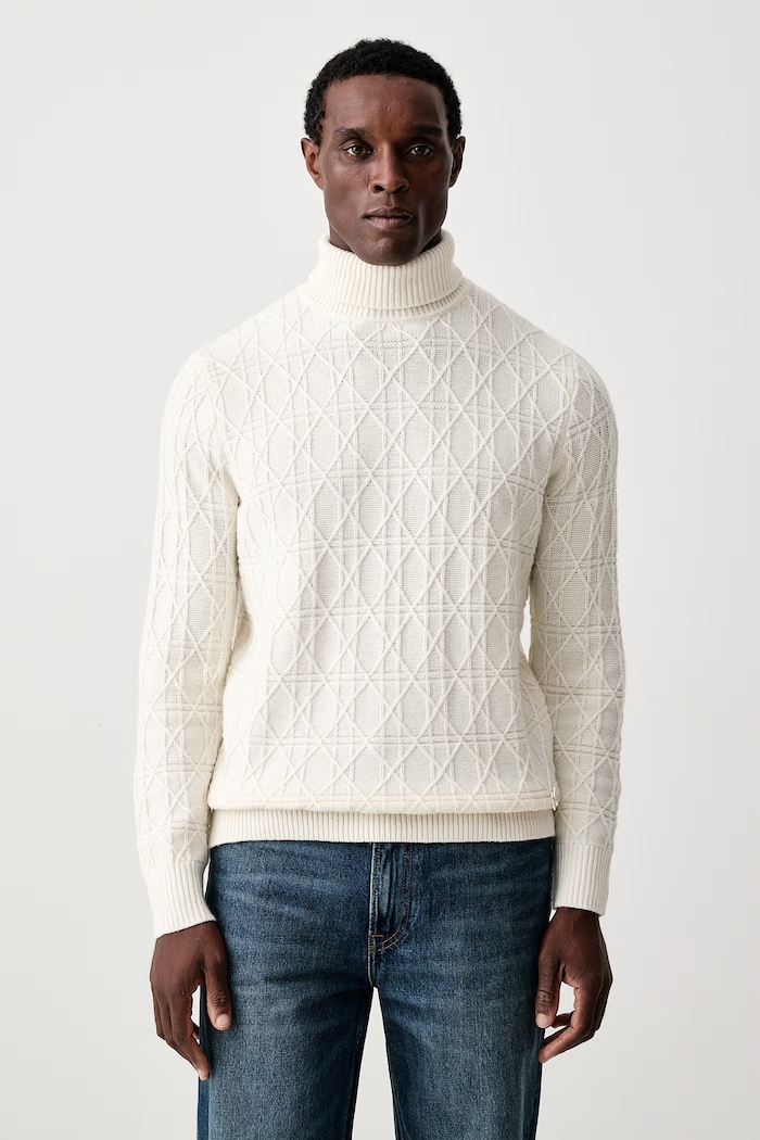 Karl Lagerfeld Sweter męski z dodatkiem wełny beżowy 564308.655031