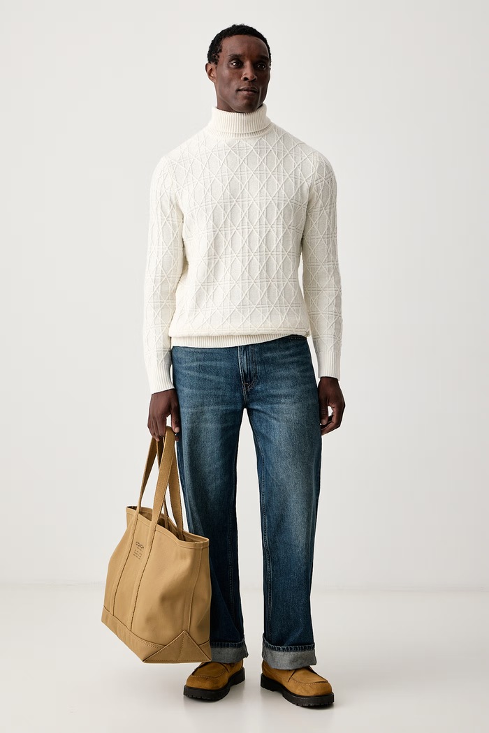 Karl Lagerfeld Sweter męski z dodatkiem wełny 564308.655031 beżowy AW26
