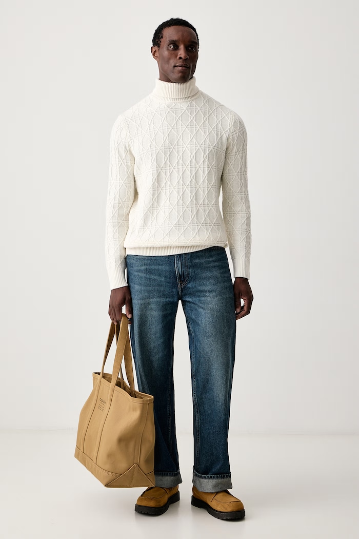 Karl Lagerfeld Sweter męski z dodatkiem wełny 564308.655031 beżowy AW26