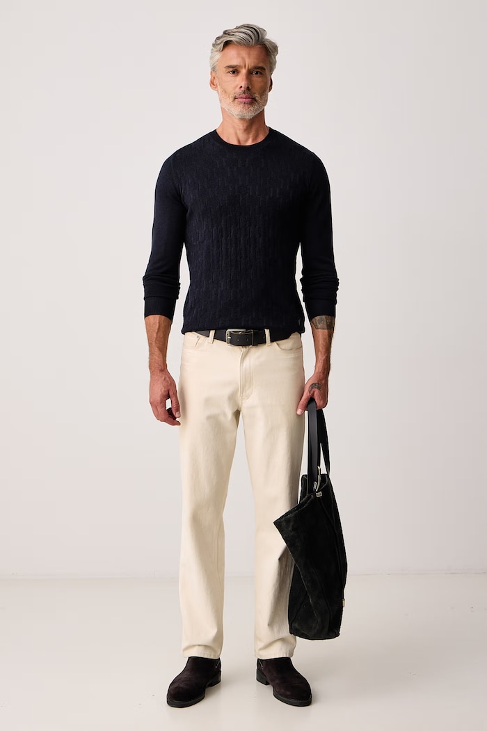 Karl Lagerfeld Sveter pánsky s vlnou 564301.655011 tmavomodrá AW26