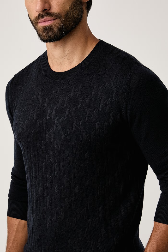Pulover moški z volno Karl Lagerfeld 564301.655011 mornarsko modra